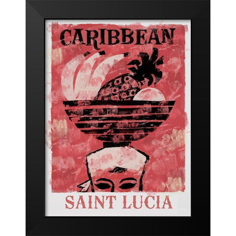 Saint Lucia Black Modern Wood Framed Art Print by Vintage Apple Collection