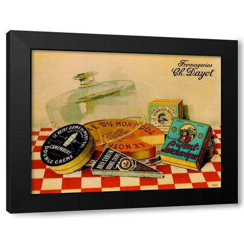 Vintage Cheese - Fromage Black Modern Wood Framed Art Print by Vintage Apple Collection