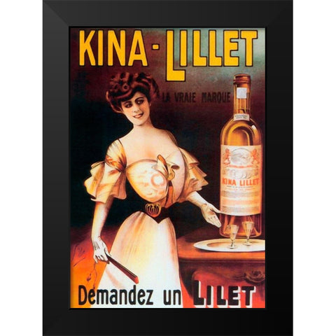 Kina Black Modern Wood Framed Art Print by Vintage Apple Collection