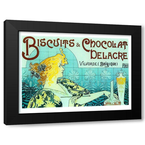 Chocolate Biscuits Black Modern Wood Framed Art Print by Vintage Apple Collection