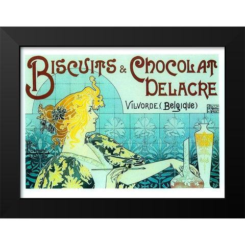Chocolate Biscuits Black Modern Wood Framed Art Print by Vintage Apple Collection