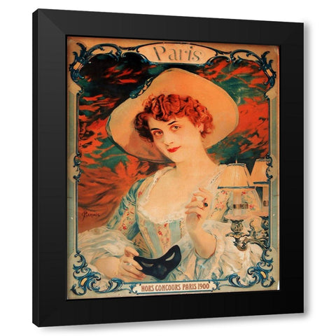 Paris Mardis Gras Black Modern Wood Framed Art Print by Vintage Apple Collection