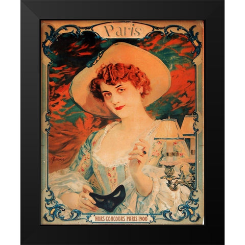 Paris Mardis Gras Black Modern Wood Framed Art Print by Vintage Apple Collection