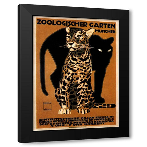 zoo big cats Black Modern Wood Framed Art Print with Double Matting by Vintage Apple Collection