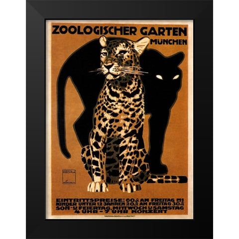 zoo big cats Black Modern Wood Framed Art Print by Vintage Apple Collection