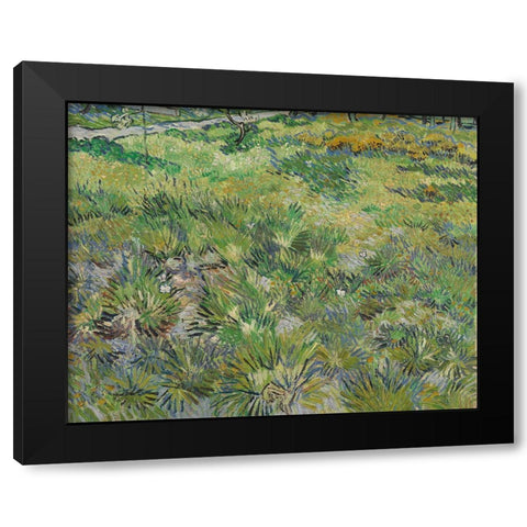 Van Gogh-Long Grass With Butterflies Black Modern Wood Framed Art Print by Vintage Apple Collection