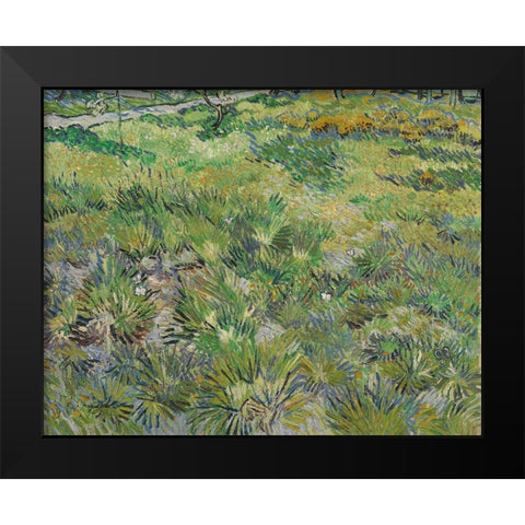 Van Gogh-Long Grass With Butterflies Black Modern Wood Framed Art Print by Vintage Apple Collection