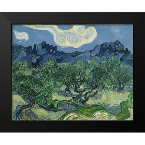 Van Gogh-Olive Trees Black Modern Wood Framed Art Print by Vintage Apple Collection