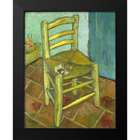 Van Gogh-Vincents Chair with His Pipe Black Modern Wood Framed Art Print by Vintage Apple Collection