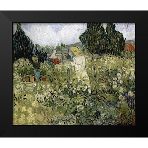 Van Gogh-Marguerite Gachet In The Garden Black Modern Wood Framed Art Print by Vintage Apple Collection