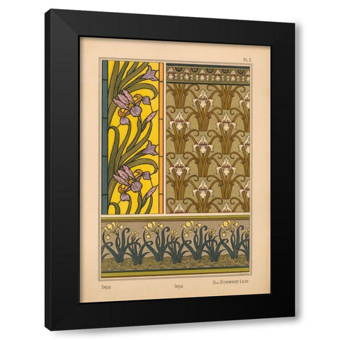Plate 02 - Iris Black Modern Wood Framed Art Print by Vintage Apple Collection