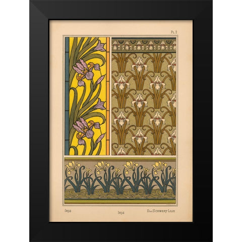 Plate 02 - Iris Black Modern Wood Framed Art Print by Vintage Apple Collection