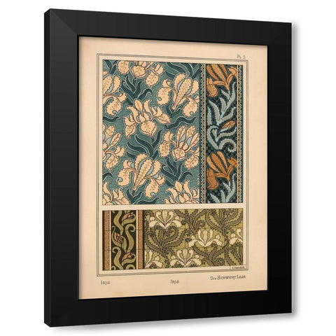 Plate 03 - Iris Black Modern Wood Framed Art Print by Vintage Apple Collection