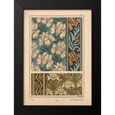 Plate 03 - Iris Black Modern Wood Framed Art Print by Vintage Apple Collection