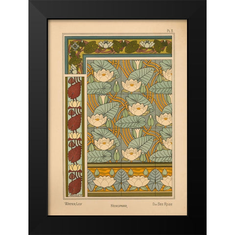 Plate 08 - Water-Lily Black Modern Wood Framed Art Print by Vintage Apple Collection