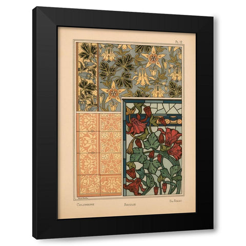 Plate 12 - Columbine Black Modern Wood Framed Art Print by Vintage Apple Collection