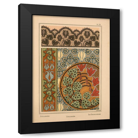 Plate 23 - Cyclamen Black Modern Wood Framed Art Print by Vintage Apple Collection