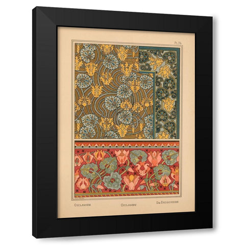 Plate 24 - Cyclamen Black Modern Wood Framed Art Print by Vintage Apple Collection