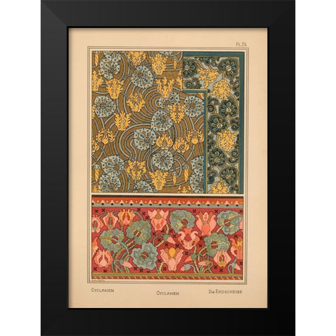 Plate 24 - Cyclamen Black Modern Wood Framed Art Print by Vintage Apple Collection