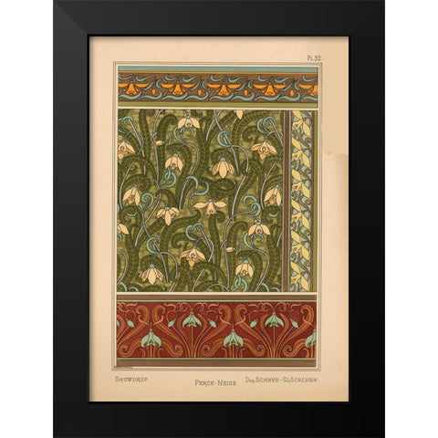 Plate 32 - Snowdrop Black Modern Wood Framed Art Print by Vintage Apple Collection