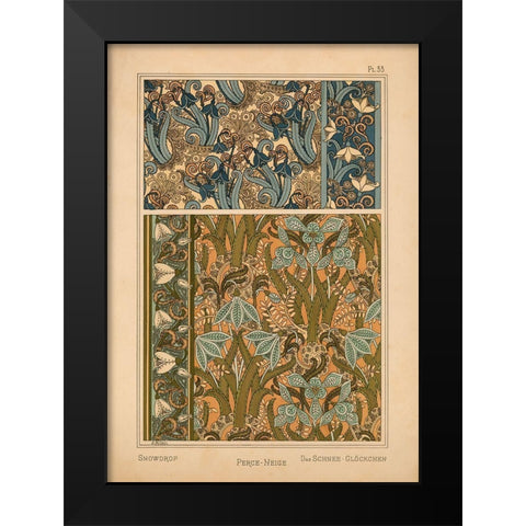 Plate 33 - Snowdrop Black Modern Wood Framed Art Print by Vintage Apple Collection