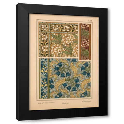 Plate 38 - Lily of the Valley Black Modern Wood Framed Art Print with Double Matting by Vintage Apple Collection