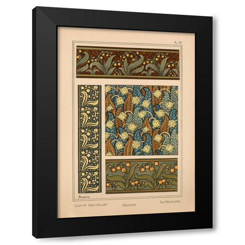 Plate 39 - Lily of the Valley Black Modern Wood Framed Art Print with Double Matting by Vintage Apple Collection