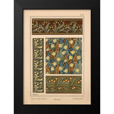 Plate 39 - Lily of the Valley Black Modern Wood Framed Art Print by Vintage Apple Collection