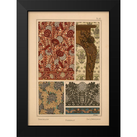 Plate 45 - Dandelion Black Modern Wood Framed Art Print by Vintage Apple Collection