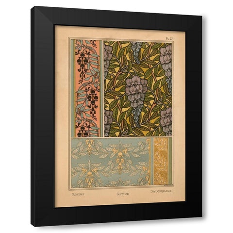 Plate 47 - Glycine Black Modern Wood Framed Art Print by Vintage Apple Collection
