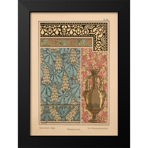 Plate 54 - Chestnut-tree Black Modern Wood Framed Art Print by Vintage Apple Collection