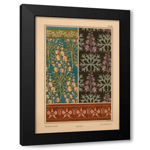 Plate 56 - Monks-hood Black Modern Wood Framed Art Print by Vintage Apple Collection