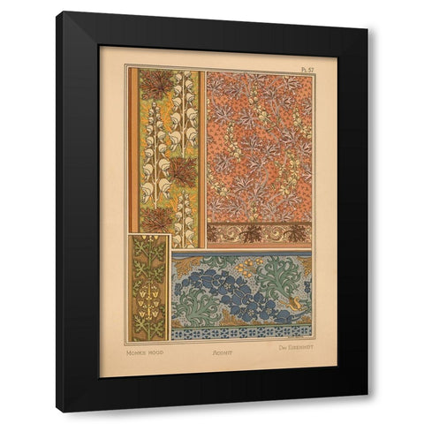 Plate 57 - Monks-hood Black Modern Wood Framed Art Print with Double Matting by Vintage Apple Collection