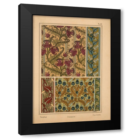 Plate 60 - Thistle Black Modern Wood Framed Art Print with Double Matting by Vintage Apple Collection