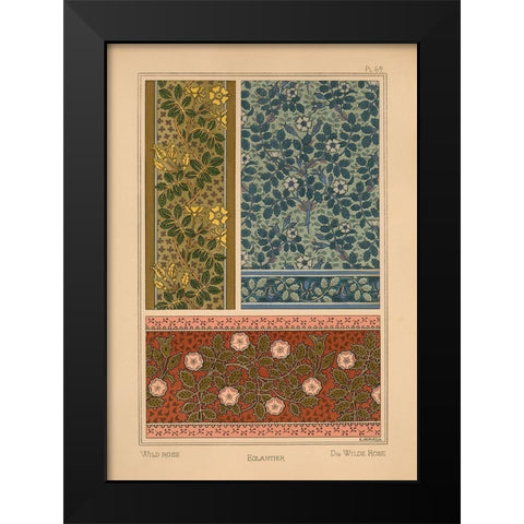 Plate 69 - Wild Rose Black Modern Wood Framed Art Print by Vintage Apple Collection