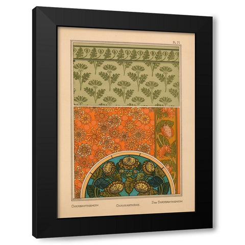 Plate 71 - Chrysanthemum Black Modern Wood Framed Art Print with Double Matting by Vintage Apple Collection