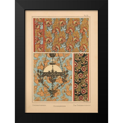 Plate 72 - Chrysanthemum Black Modern Wood Framed Art Print by Vintage Apple Collection