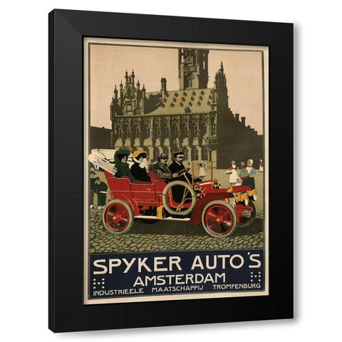 Spyker Auto Dutch 1910 Black Modern Wood Framed Art Print with Double Matting by Vintage Apple Collection