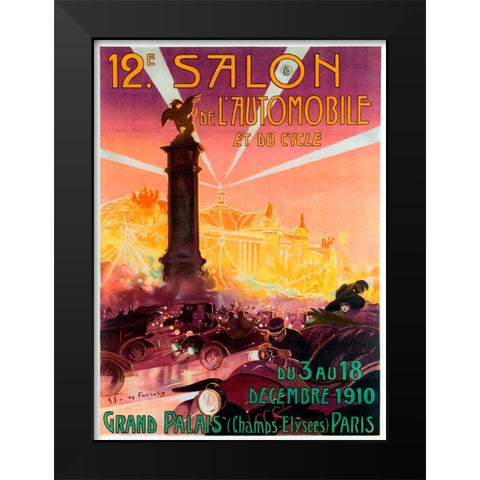 Salon de Automobile Black Modern Wood Framed Art Print by Vintage Apple Collection