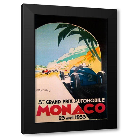 Grandprix Automobile Monaco 1933 Black Modern Wood Framed Art Print with Double Matting by Vintage Apple Collection