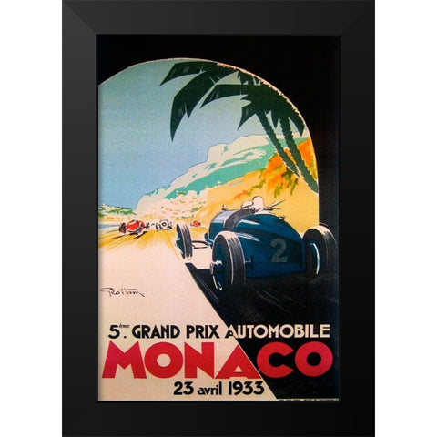 Grandprix Automobile Monaco 1933 Black Modern Wood Framed Art Print by Vintage Apple Collection