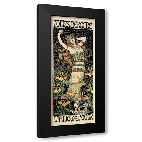 Berthon Folies Bergere 1896 Black Modern Wood Framed Art Print with Double Matting by Vintage Apple Collection