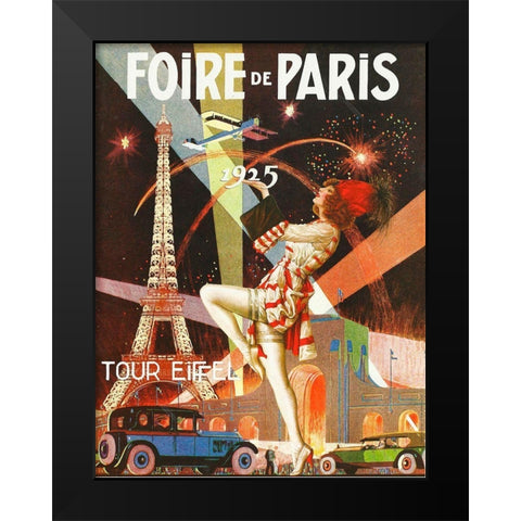 Foire de Paris Black Modern Wood Framed Art Print by Vintage Apple Collection