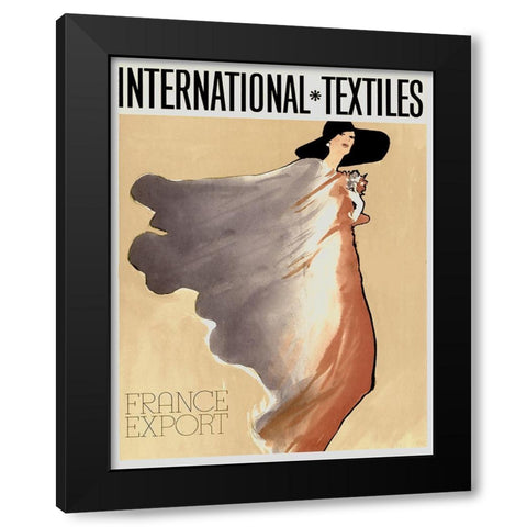 Fashion Paris Blue and Red Black Modern Wood Framed Art Print by Vintage Apple Collection