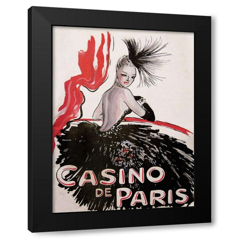 Casino de Paris Red and Black Black Modern Wood Framed Art Print by Vintage Apple Collection