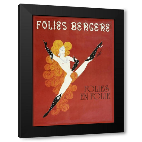Folies Bergere Risque Black Modern Wood Framed Art Print with Double Matting by Vintage Apple Collection