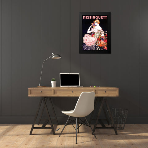Mistinguett Checked Black Modern Wood Framed Art Print by Vintage Apple Collection