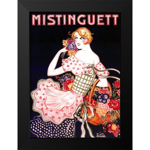 Mistinguett Checked Black Modern Wood Framed Art Print by Vintage Apple Collection