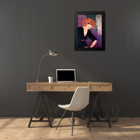 Mistinguette II Black Modern Wood Framed Art Print by Vintage Apple Collection