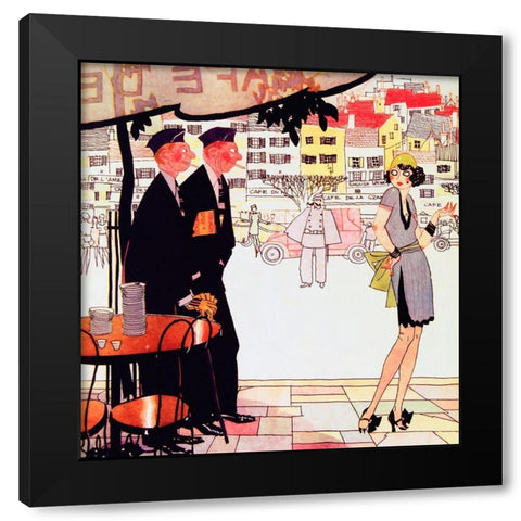 Paris 1925 Solders French Lady Black Modern Wood Framed Art Print by Vintage Apple Collection